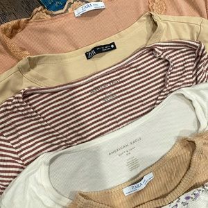 Soft Nude T Shirt Bundle Zara Pacsun AE Garage